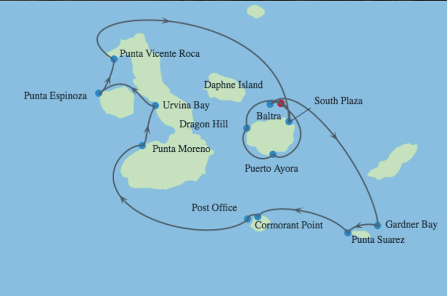Expedition Cruises | 16-Night Galapagos Outer Loop and Machu Picchu Tour Iinerary Map