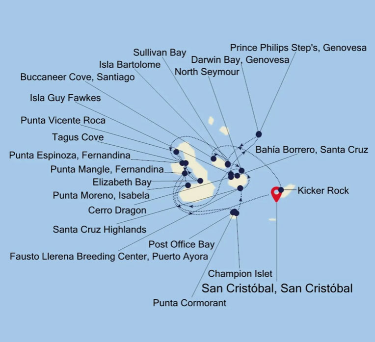 Expedition Cruises | 11-Night Galapagos Expedition Cruise Iinerary Map
