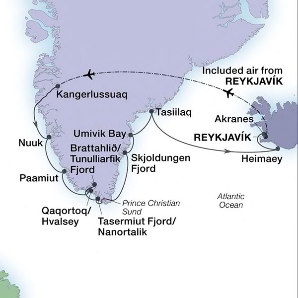 Expedition Cruises | 15-Night Greenland & Iceland: Vikings & Volcanoes Iinerary Map