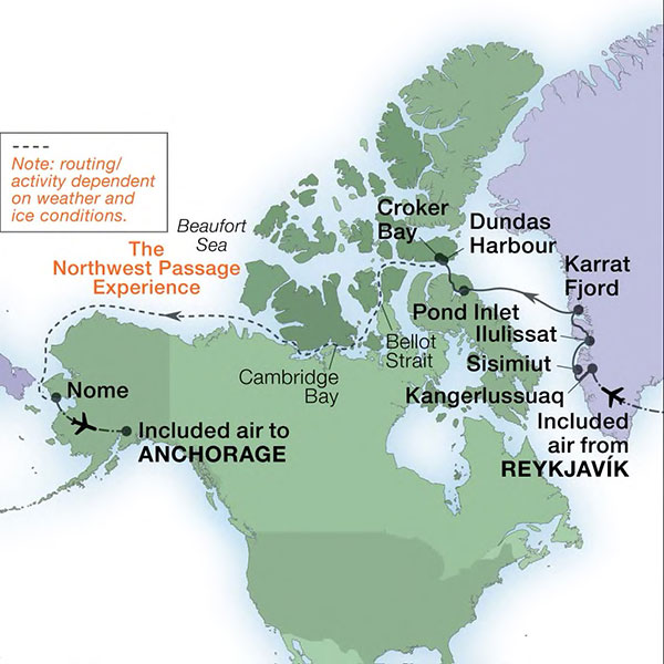 Expedition Cruises | 23-Night Journey Across the Northwest Passage Iinerary Map