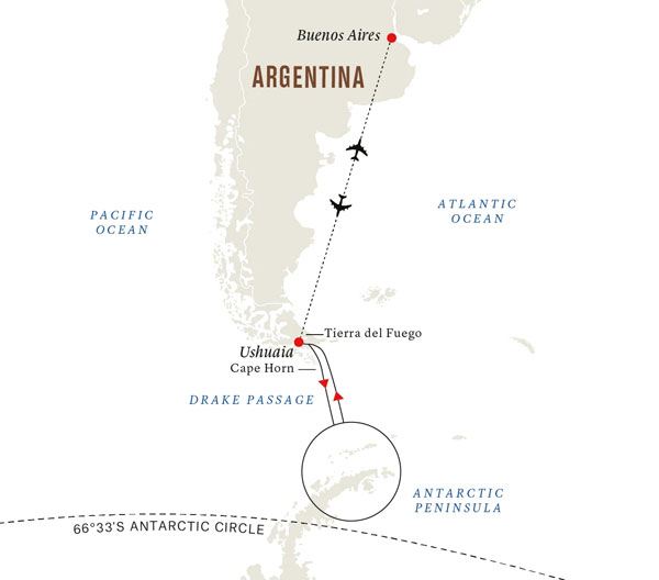 Expedition Cruises | 11-Night Highlights of Antarctica Iinerary Map
