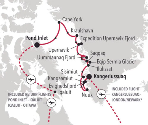 Expedition Cruises | 10-Night Arctic & Greenland Iinerary Map