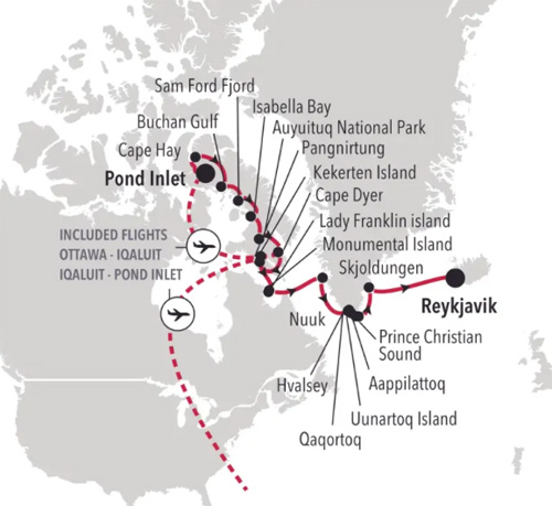 Expedition Cruises | 16-Night Arctic & Greenland Expedition Iinerary Map