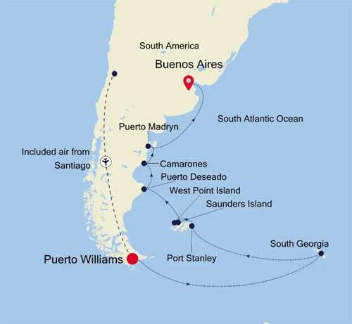 Expedition Cruises | 19-Night Antarctica & South America Iinerary Map