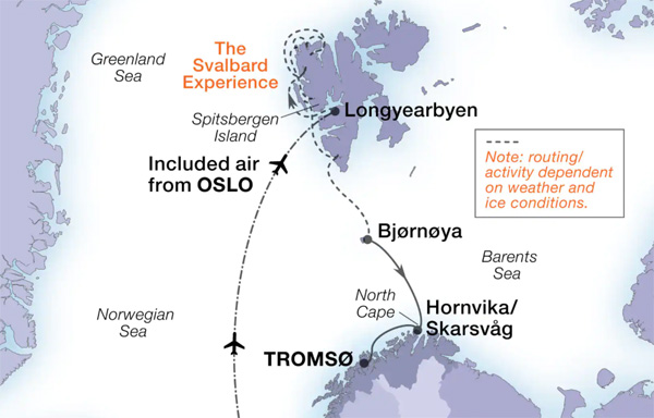 Expedition Cruises | 11-Night Arctic Svalbard Summer Expedition Iinerary Map