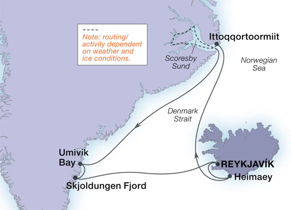 Expedition Cruises | 11-Night Fjords Of East Greenland Iinerary Map