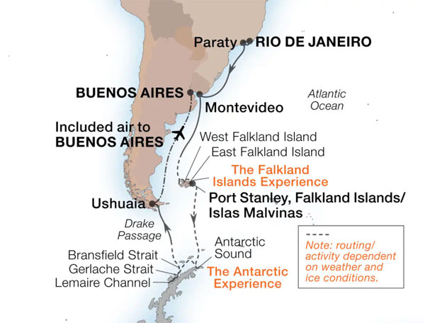 Expedition Cruises | 21-Night Wild South Atlantic & Antarctic Peninsula Iinerary Map