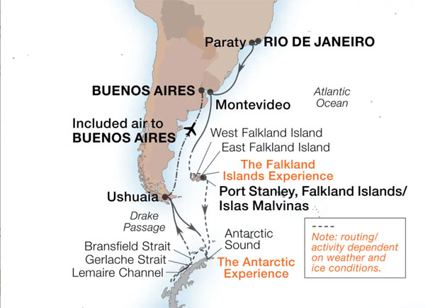 Expedition Cruises | 33-Night Wild South Atlantic & Antarctic Exploration Iinerary Map