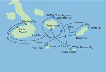 Expedition Cruises | 10-Night Galapagos Southern Loop and Quito Tour Iinerary Map