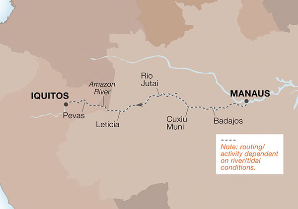 Expedition Cruises | 10-Night The Heart Of The Amazon Iinerary Map