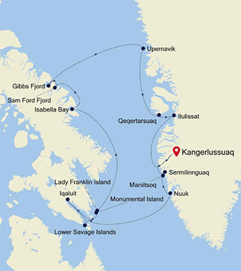 Expedition Cruises | 16-Night Arctic Cruise: Roundtrip from  Kangerlussuaq  Iinerary Map