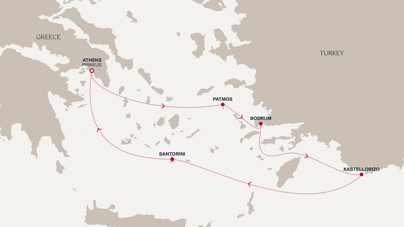 Expedition Cruises | 6-Night Coasts of Culture & Sunsets in Santorini Iinerary Map