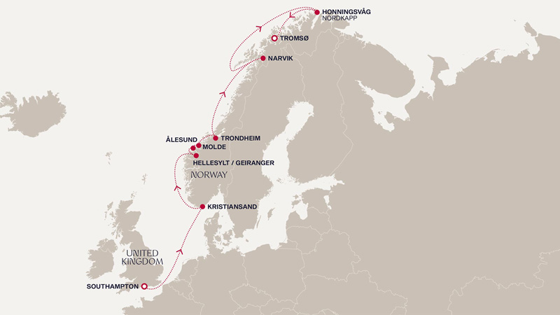 Expedition Cruises | 12-Night Inaugural Norwegian Journey & Arctic Circle Iinerary Map