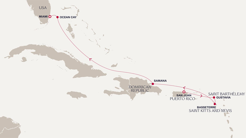 Expedition Cruises | 7-Night Inaugural Carribean Journey: British Isles & Creole Idylls Iinerary Map