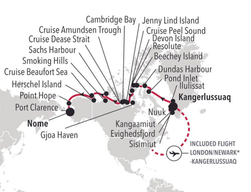 Expedition Cruises | 24-Night Greenland, Canada & Alaska Cruise Iinerary Map