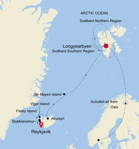 Expedition Cruises | 12-Night Arctic Expedition Cruise Iinerary Map